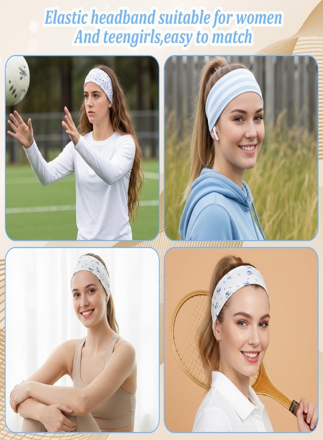 Tucnoeu 8pcs Floral Headbands for Women, Non Slip Elastic Floral Hairbands, Fashion Wide Headband, Soft Fabric Stripe Head Bands for Women Hair Accessories - Image 4